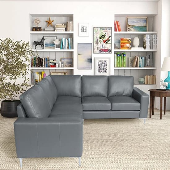 Baltimore Faux Leather Corner Sofa In Dark Grey