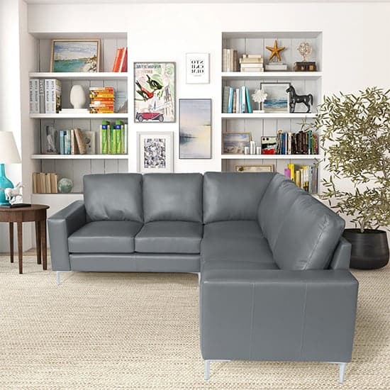 Baltimore Faux Leather Corner Sofa In Dark Grey