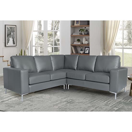 Baltimore Faux Leather Corner Sofa In Dark Grey