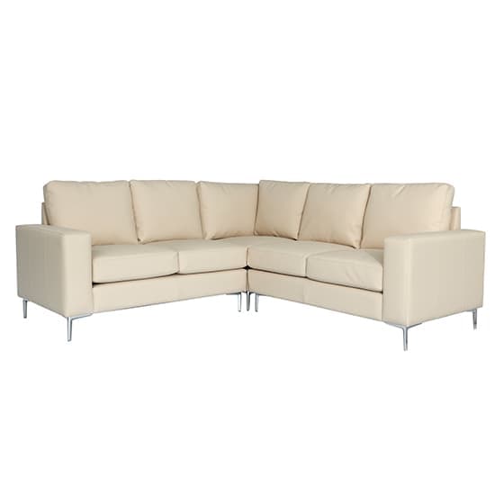 Baltimore Faux Leather Corner Sofa In Ivory