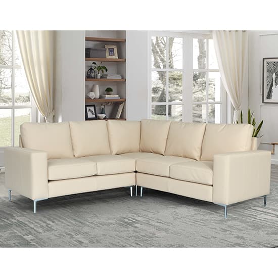 Baltimore Faux Leather Corner Sofa In Ivory