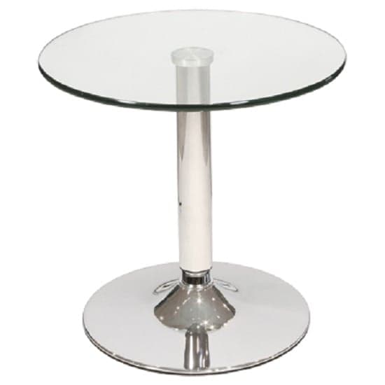 Bellisa Round Clear Glass Bistro Side Table With Chrome Base