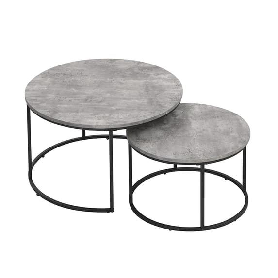 Bellport Wooden Nesting Coffee Table In Concrete Effect