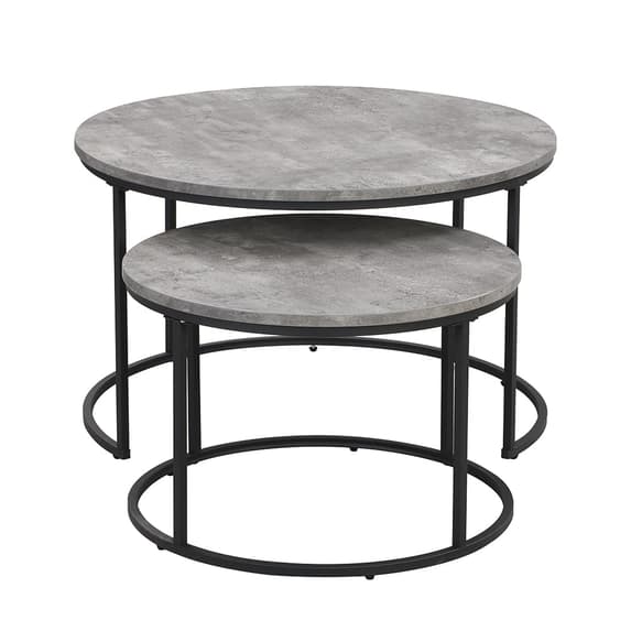 Bellport Wooden Nesting Coffee Table In Concrete Effect