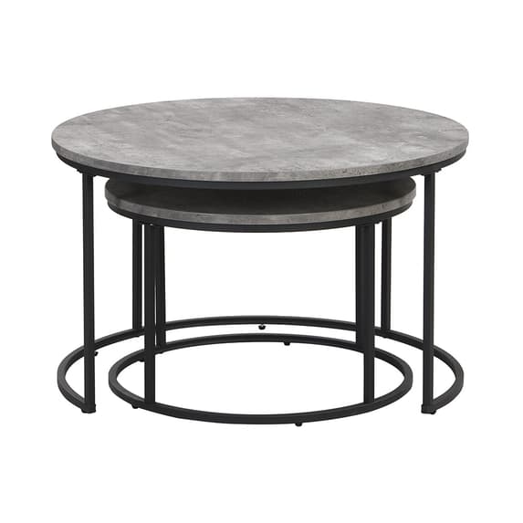 Bellport Wooden Nesting Coffee Table In Concrete Effect