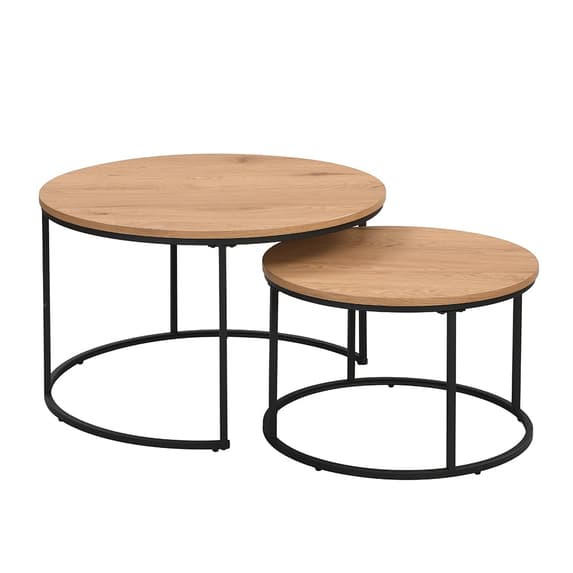 Bellport Wooden Nesting Coffee Tables In Oak