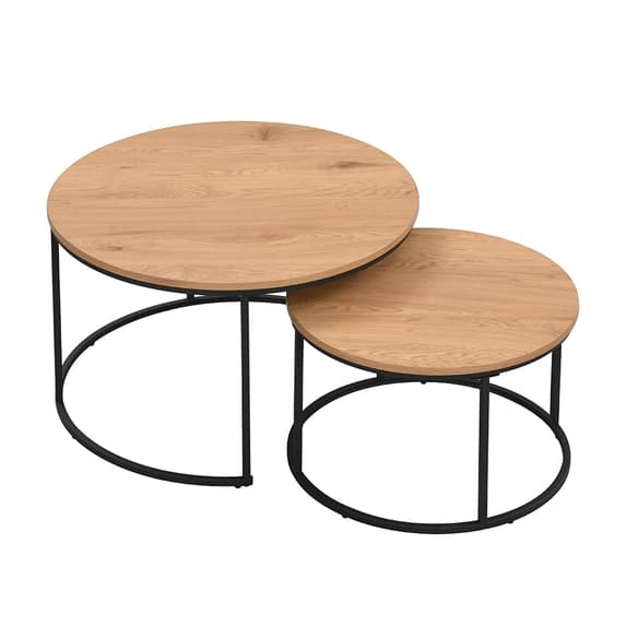 Bellport Wooden Nesting Coffee Tables In Oak