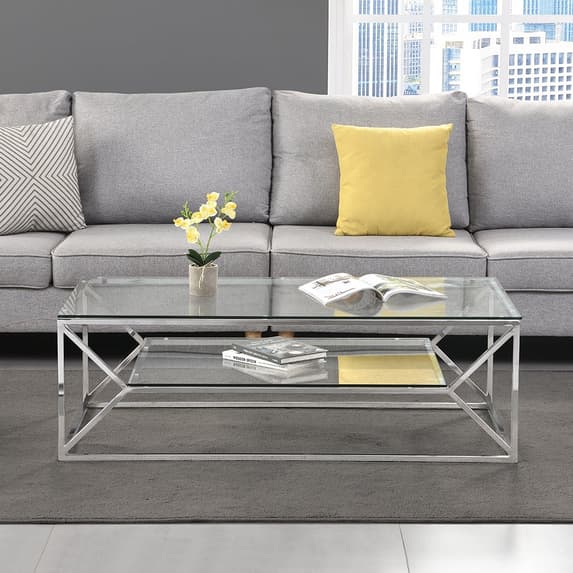 Belmar Clear Glass Coffee Table With Chrome Frame