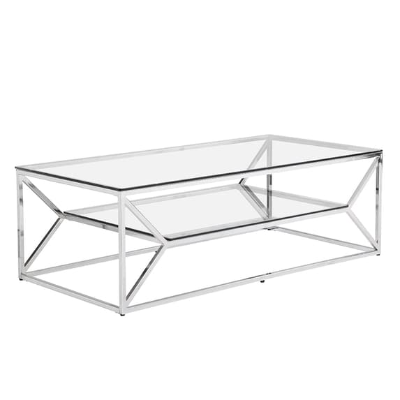 Belmar Clear Glass Coffee Table With Chrome Frame