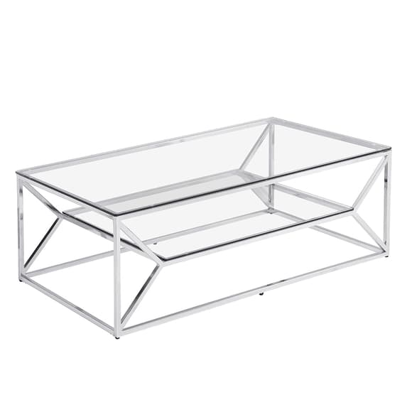 Belmar Clear Glass Coffee Table With Chrome Frame