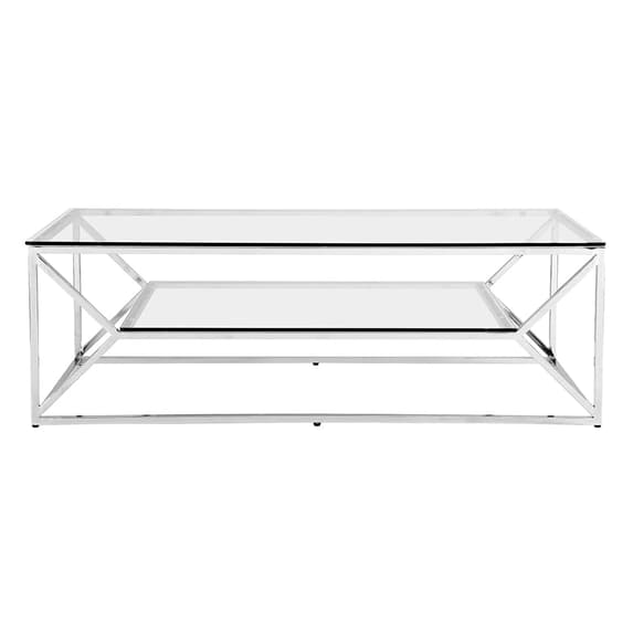 Belmar Clear Glass Coffee Table With Chrome Frame