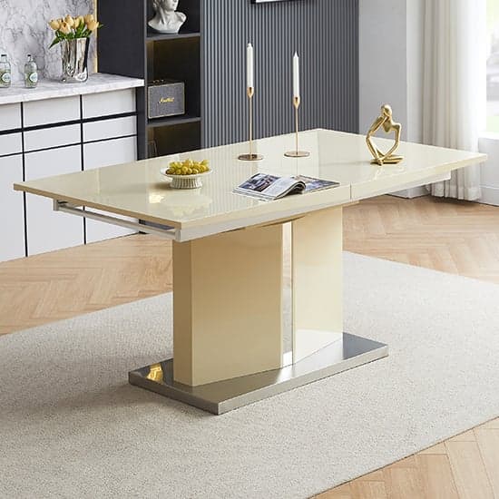 Belmont High Gloss Extending Dining Table Large In Cream