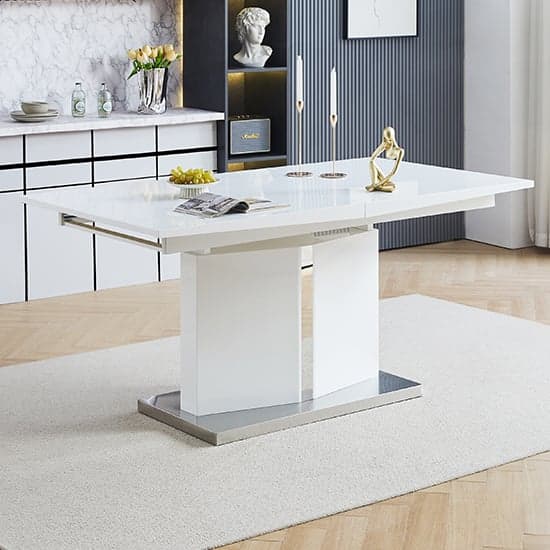 Belmont High Gloss Extending Dining Table Large In White