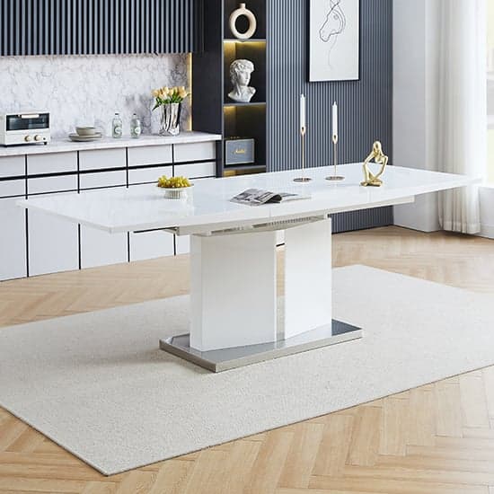 Belmont High Gloss Extending Dining Table Large In White