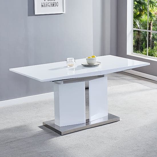 Belmont Large High Gloss Extending Dining Table In White Grey