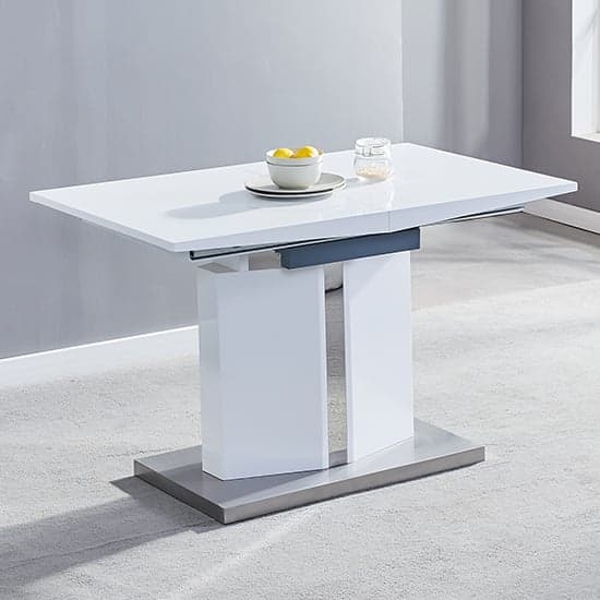 Belmont Small High Gloss Extending Dining Table In White Grey