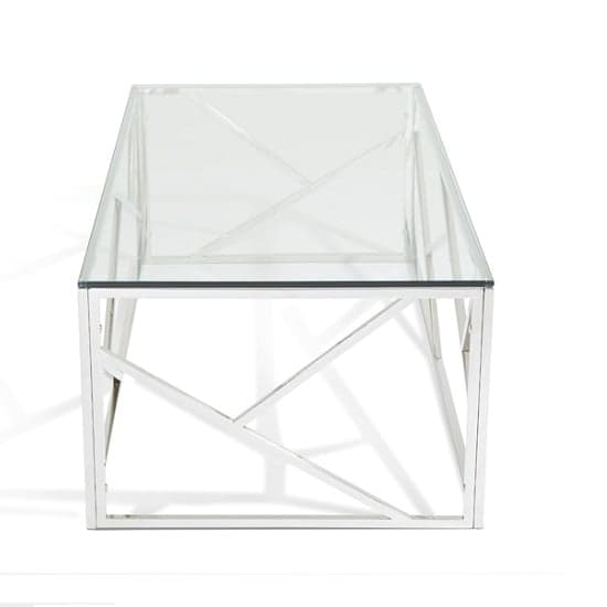 Belton Glass Coffee Table With Polished Stainless Steel Base