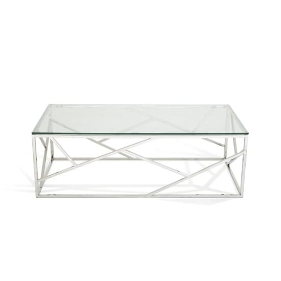 Belton Glass Coffee Table With Polished Stainless Steel Base