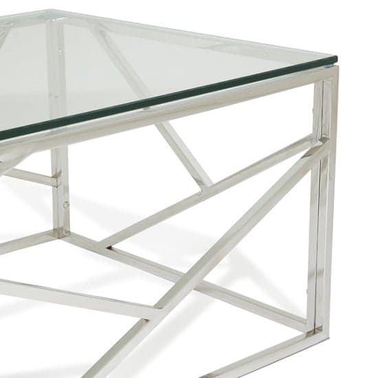 Belton Glass Coffee Table With Polished Stainless Steel Base