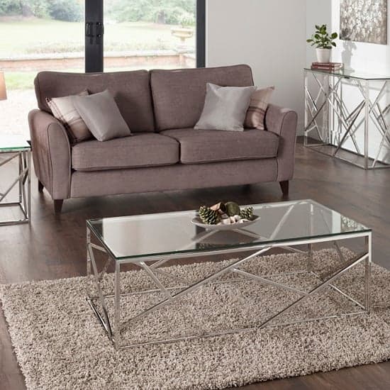 Belton Glass Coffee Table With Polished Stainless Steel Base