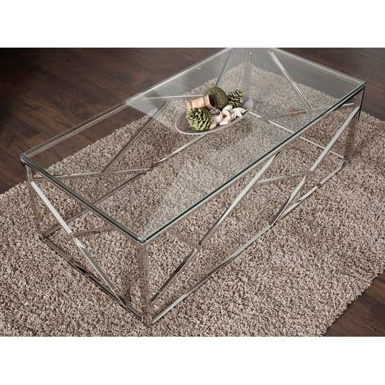 Belton Glass Coffee Table With Polished Stainless Steel Base