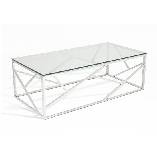 Belton Glass Coffee Table With Polished Stainless Steel Base