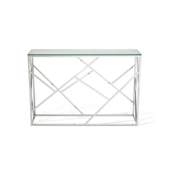 Belton Glass Console Table With Polished Stainless Steel Base