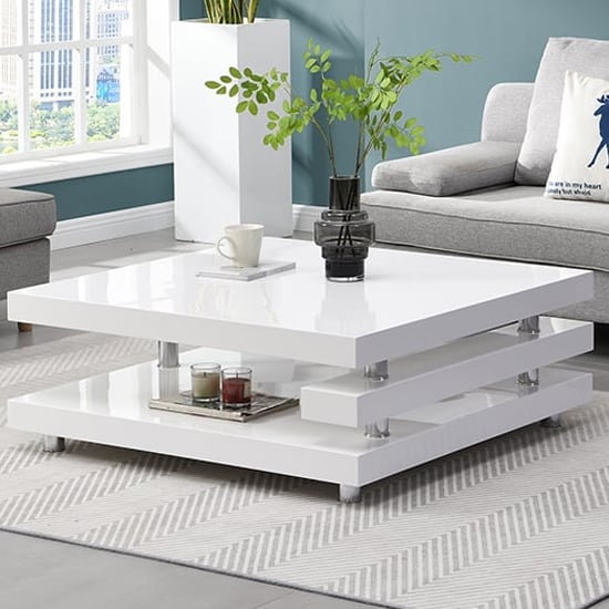 Bogota High Gloss Coffee Table Square In White