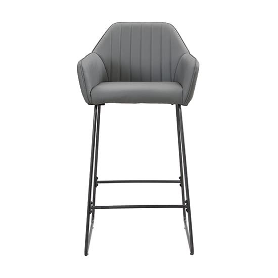 Bronx Faux Leather Bar Chair In Grey With Anthracite Legs