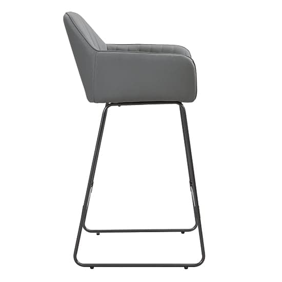 Bronx Faux Leather Bar Chair In Grey With Anthracite Legs