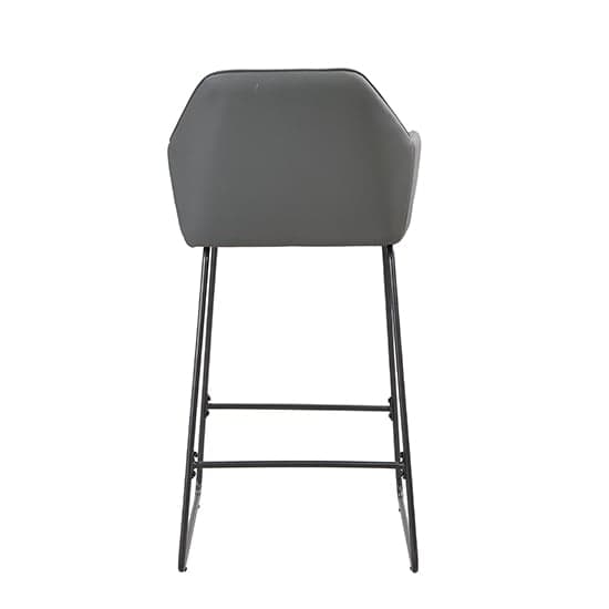 Bronx Faux Leather Bar Chair In Grey With Anthracite Legs