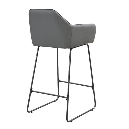 Bronx Faux Leather Bar Chair In Grey With Anthracite Legs