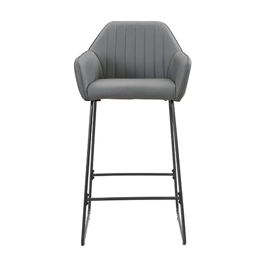 Bronx Grey Faux Leather Bar Chairs With Anthracite Legs In Pair