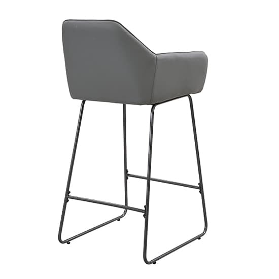 Bronx Grey Faux Leather Bar Chairs With Anthracite Legs In Pair