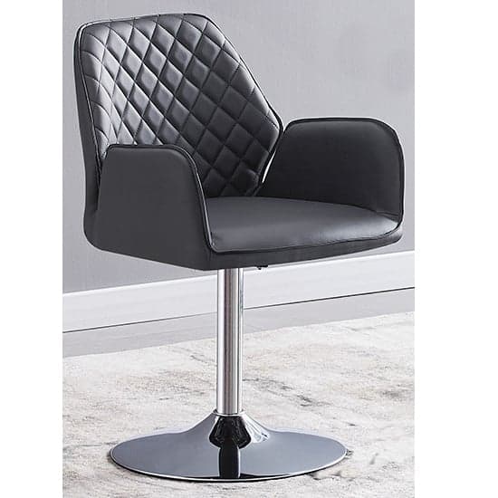 Burwell Faux Leather Dining Chair In Grey with Swivel Action