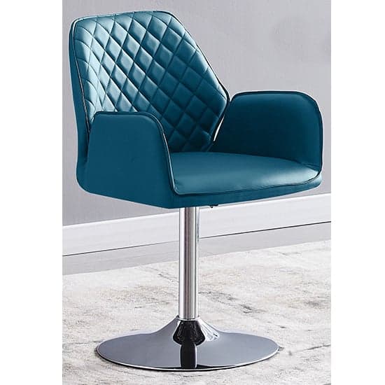 Burwell Faux Leather Dining Chair In Teal with Swivel Action