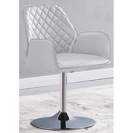 Burwell Faux Leather Dining Chair In White with Swivel Action