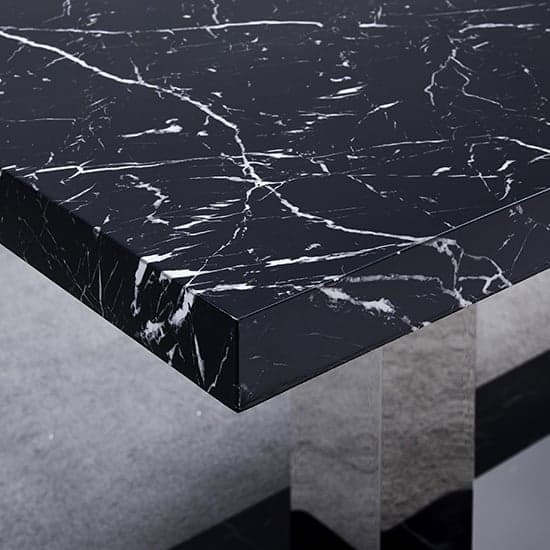 Candler High Gloss Dining Table In Milano Marble Effect