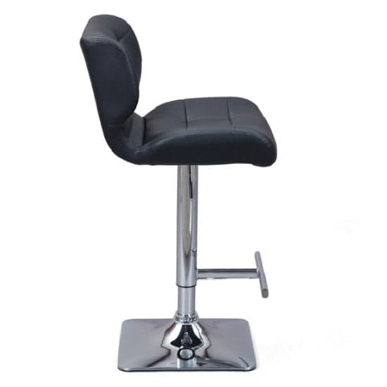 Canyon Faux Leather Bar Stool In Black With Chrome Base