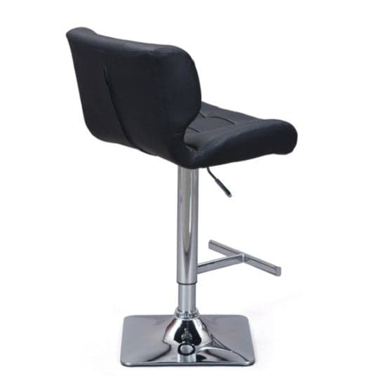 Canyon Faux Leather Bar Stool In Black With Chrome Base