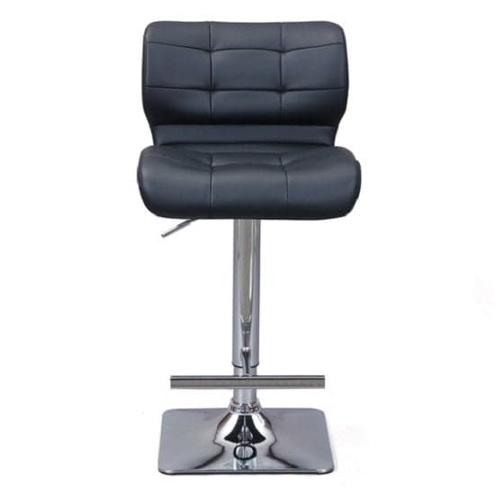 Canyon Faux Leather Bar Stool In Black With Chrome Base