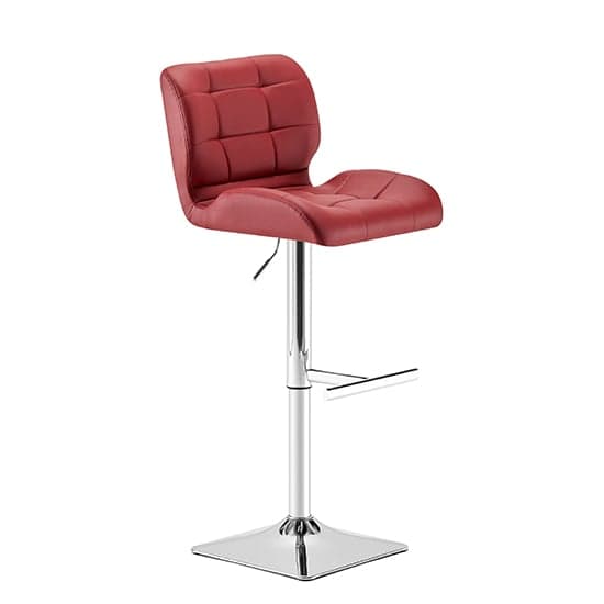 Canyon Faux Leather Bar Stool In Bordeaux With Chrome Base