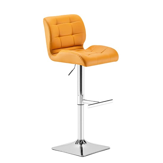 Canyon Faux Leather Bar Stool In Curry With Chrome Base