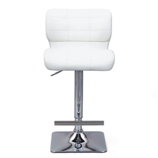 Canyon Faux Leather Bar Stool In White With Chrome Base