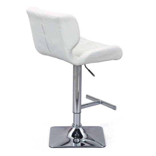 Canyon Faux Leather Bar Stool In White With Chrome Base