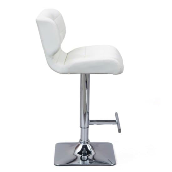 Canyon Faux Leather Bar Stool In White With Chrome Base