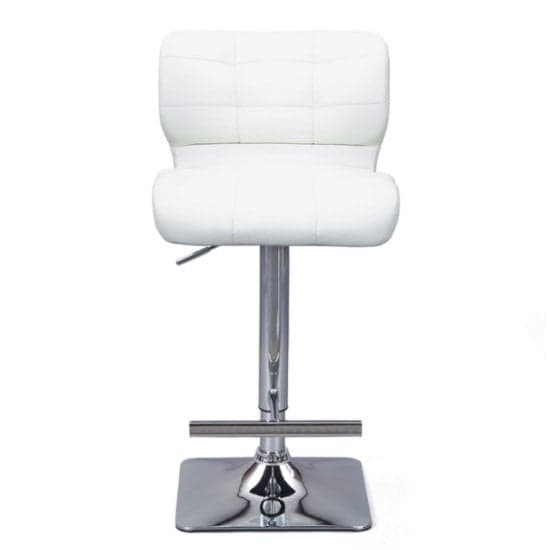 Canyon White Faux Leather Bar Stools With Chrome Base In Pair