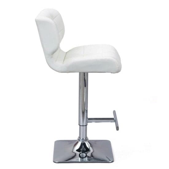 Canyon White Faux Leather Bar Stools With Chrome Base In Pair