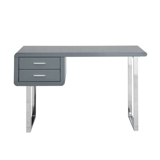 Carroll High Gloss Computer Desk In Grey With Chrome Legs