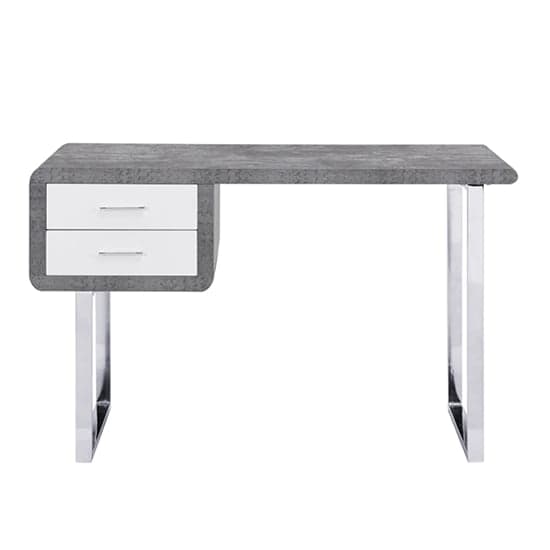 Carroll Wooden Computer Desk In Concrete Effect With Chrome Legs